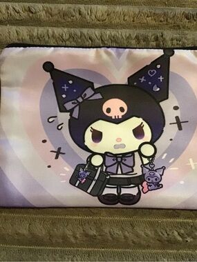 Kuromi Character Cosmetic Pouch - Pastel Purple Heart Design